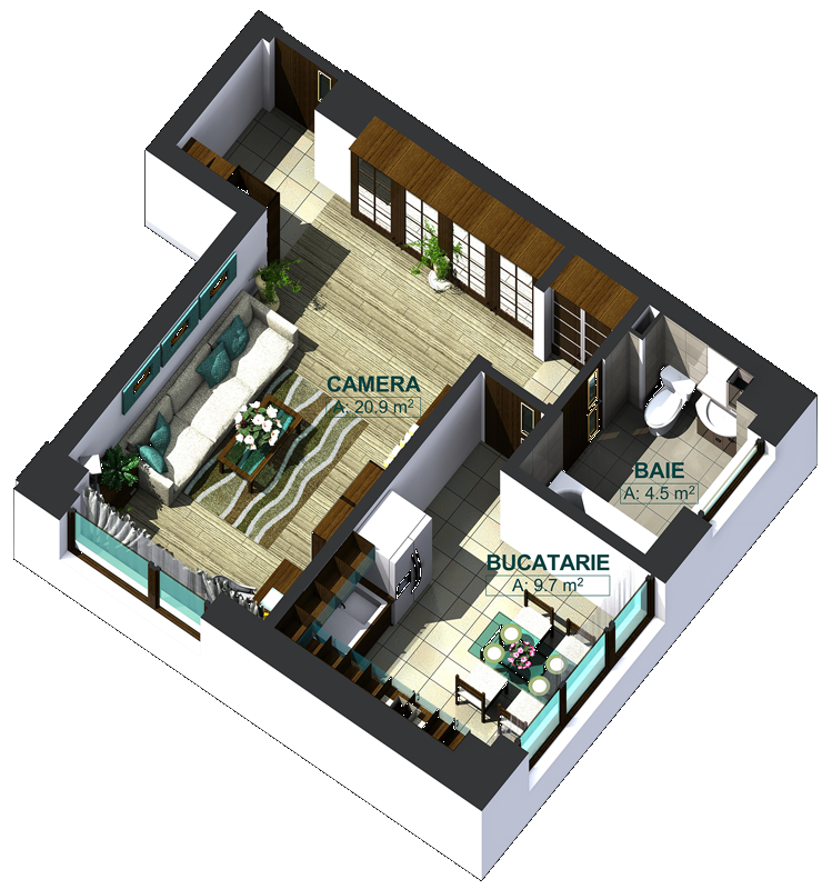 Apartamente cu o cameră tip 1E, poza 2