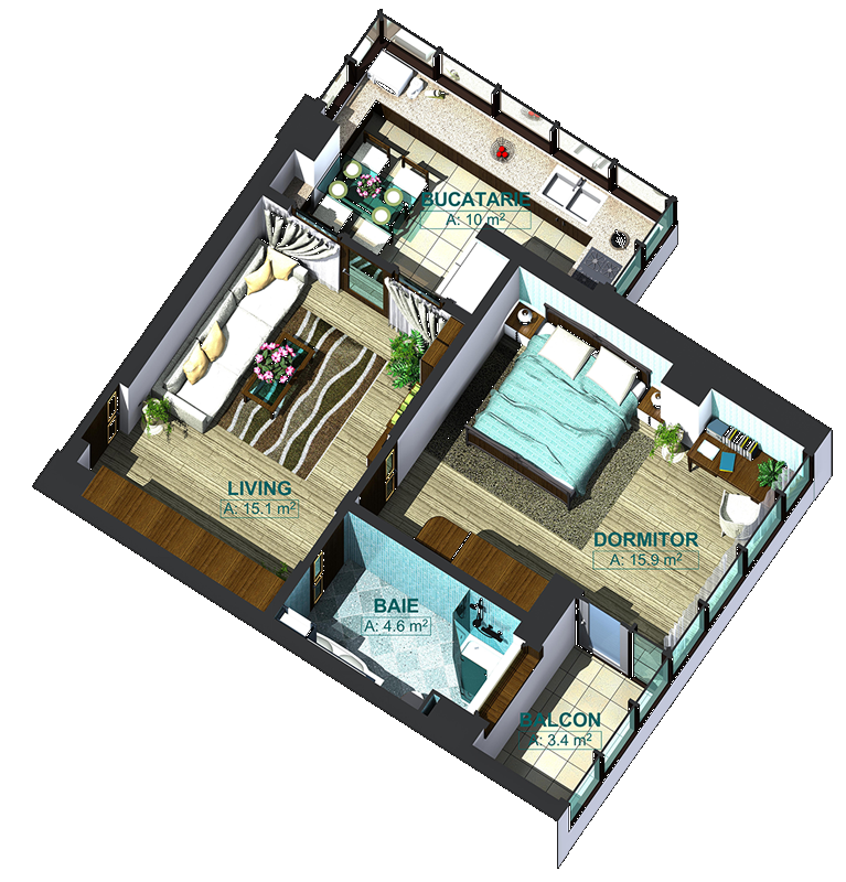 Apartamente cu 2 camere tip 2A, poza 1