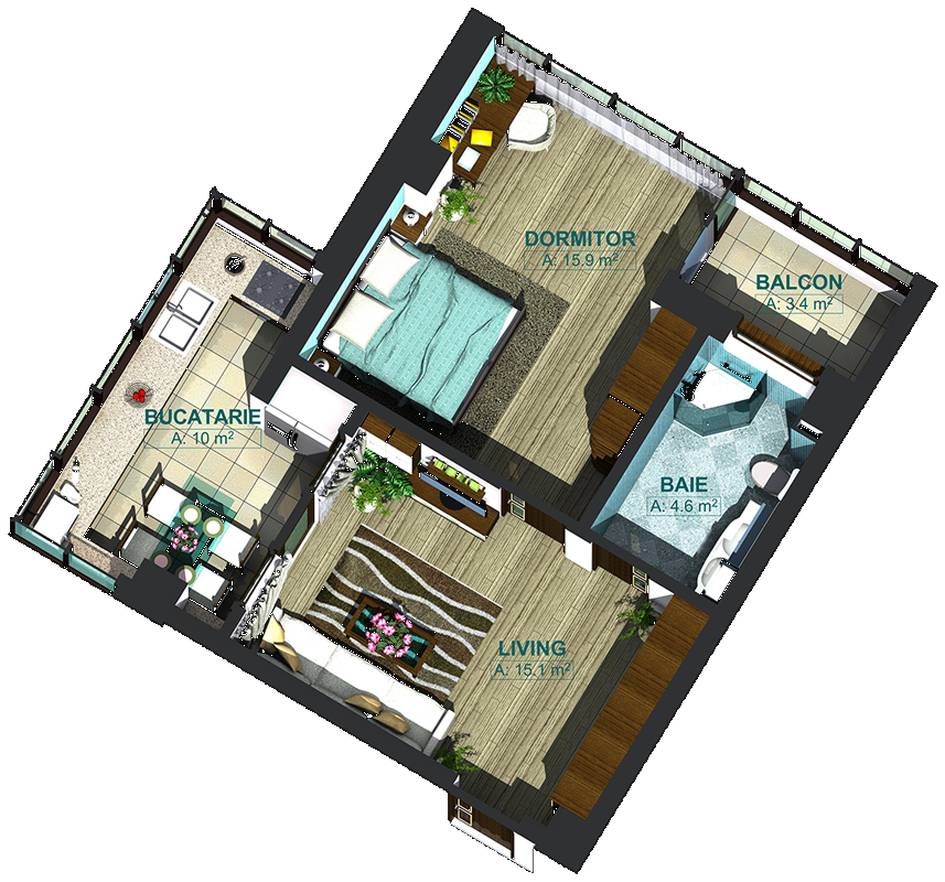 Apartamente cu 2 camere tip 2A, poza 2