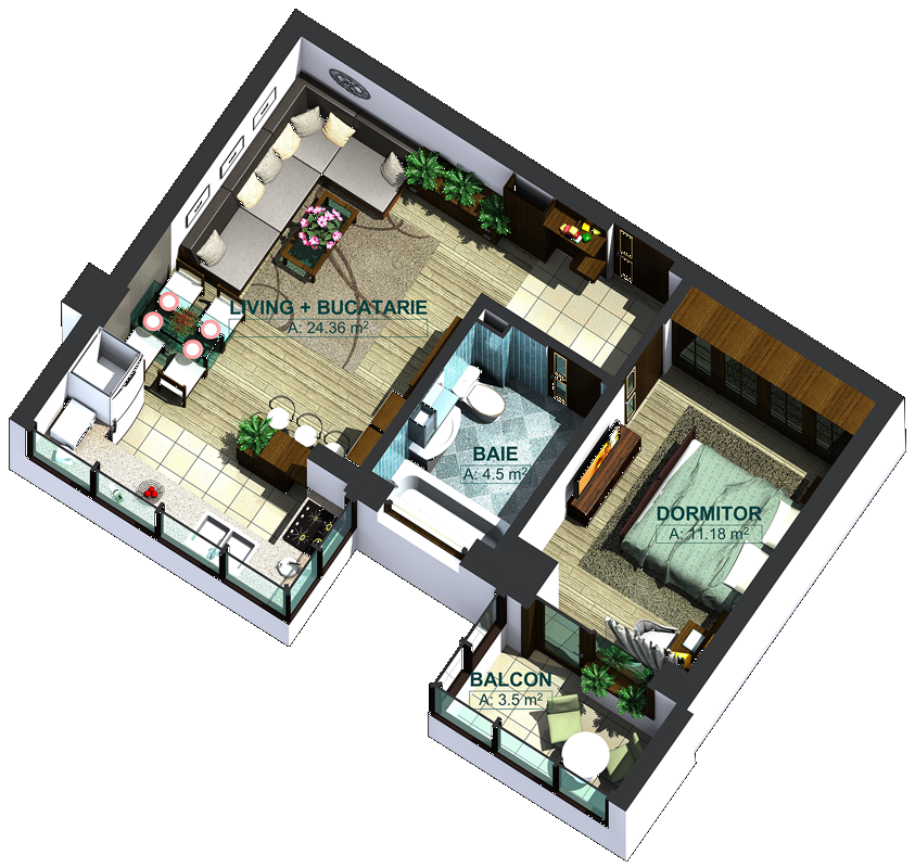 Apartamente cu 2 camere tip 2C, poza 2