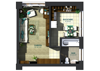 Apartamente o cameră tip 1D